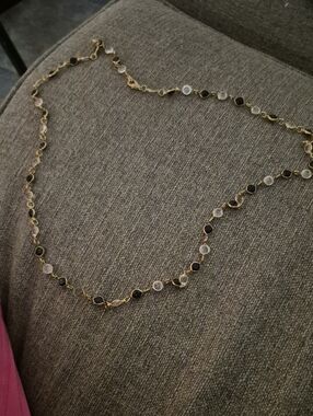 Vintage Swarovski Gold-Tone Necklace with Black and Clear Stones